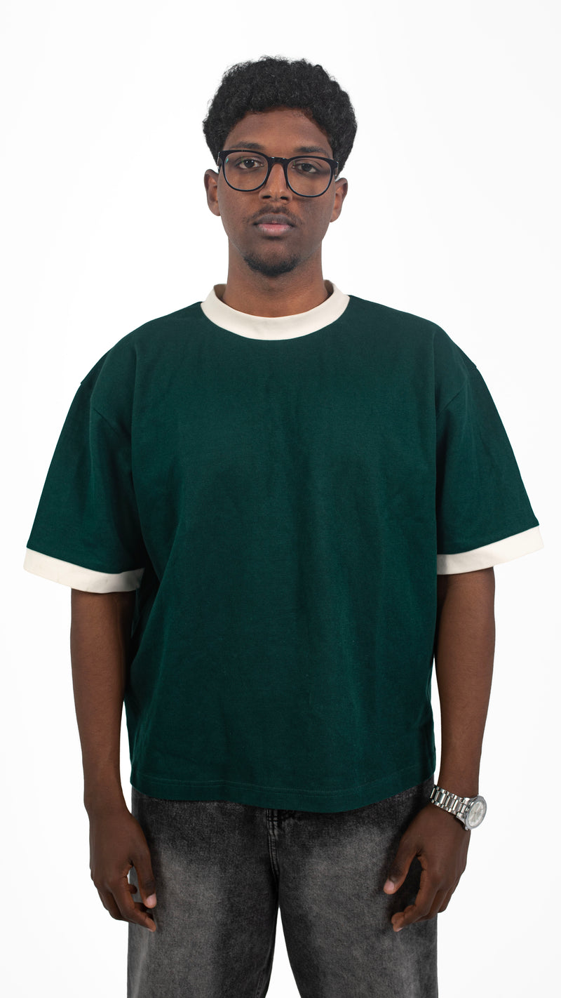 Ringer Tee Olive x White