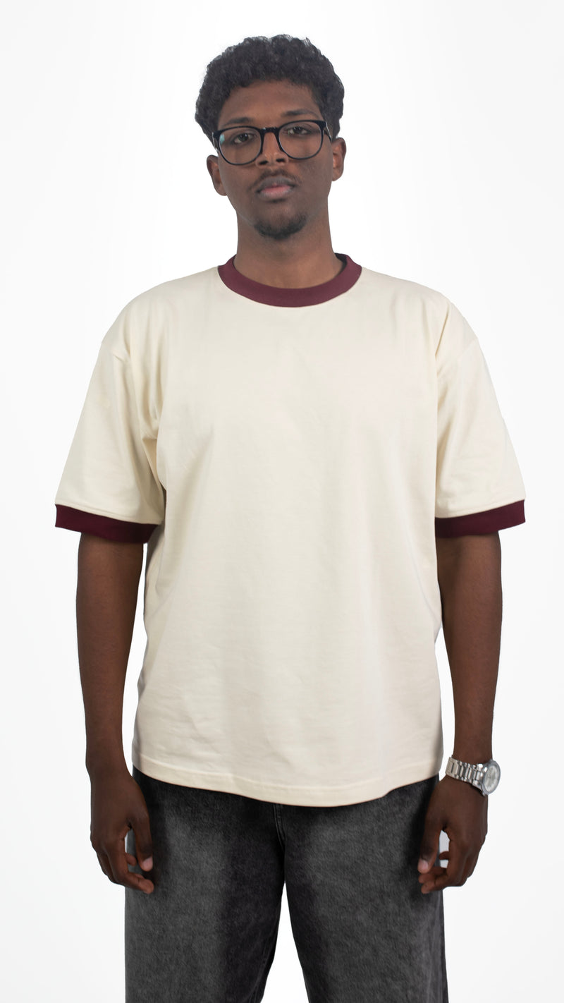 Ringer Tee Creamy x Burgundy